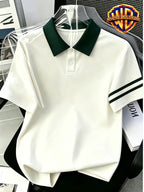 1pc, American Retro Easy Style Versatile Polo Shirt, Preppy Casual Couple Short Sleeve Top, Summer Daily Outing, Campus Wear, Student Couple Choice - Unisex - Green