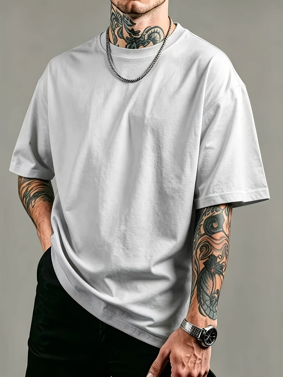 Men'S Round Neck Short Sleeve Shirt with Easy Solid Color Print, Suitable for Back to School Season, Basketball, Camping, Fitness, And Outdoor Activities. It Is a Must-Have Item for Sports Enthusiasts And a Gift for Family And Friends - Mixed Color 3