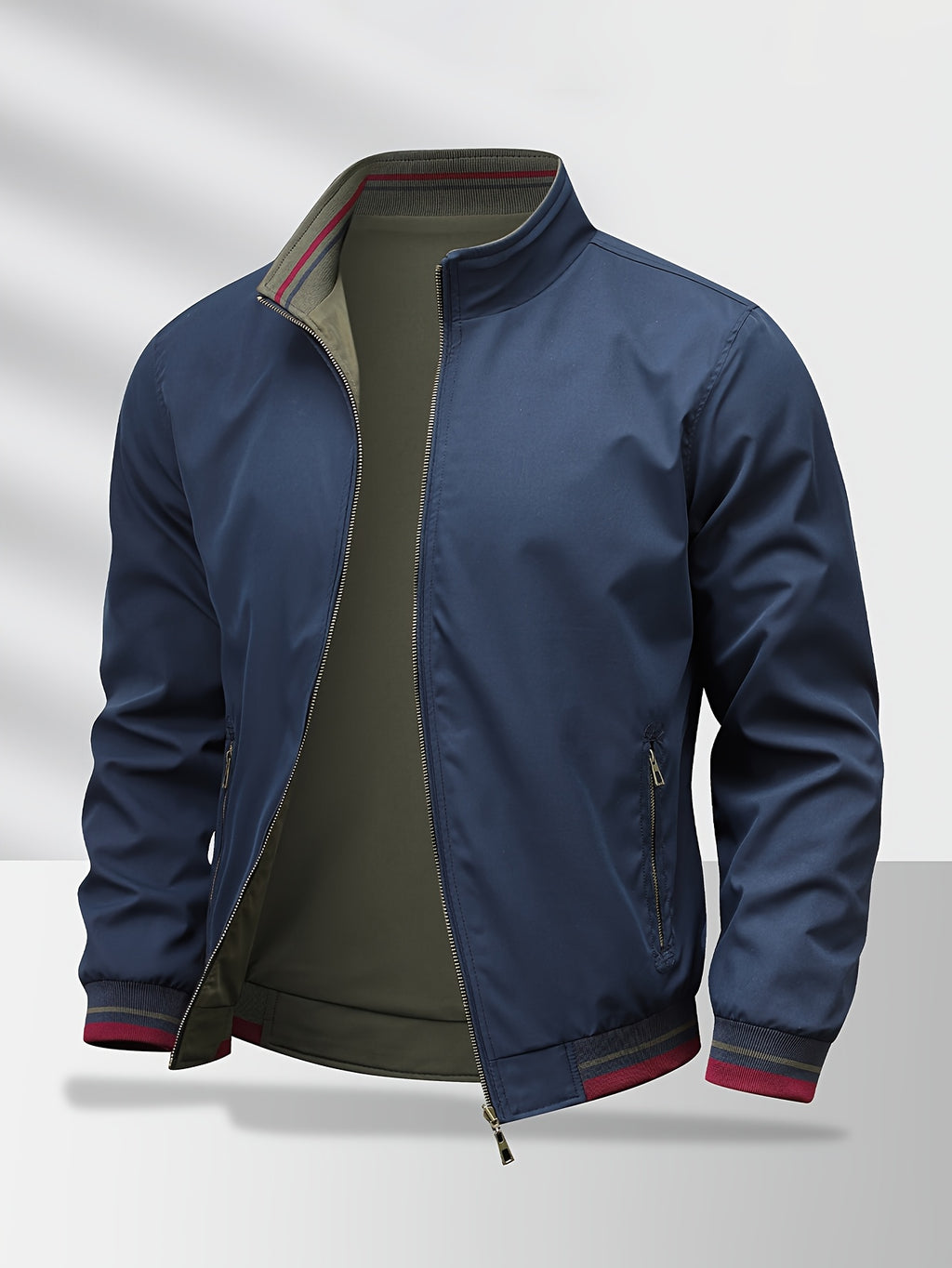 Men'S Jacket, Business Commute Biker Casual Flight Jacket, Casual Sports All-Match Jacket, Perfect Gift for Halloween, Christmas, And Valentine'S Day, Ideal Present - Navy Color