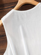 Sleeveless V-Neck Casual Tank Top with Letter Print, Perfect for Summer And Spring, Women'S Apparel - White 2