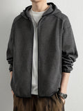 Men'S Spring And Autumn Hooded Sweatshirt Cardigan, Basic Jacket, Multiple Colors Available, Casual Zipper Design, Easy to Wear. Pair with Solid Color Base Pieces, Easily Integrates Into Various Fashion Trends, Practical And Minimalist Fashion - Deep Grey
