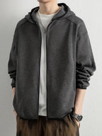 Men'S Spring And Autumn Hooded Sweatshirt Cardigan, Basic Jacket, Multiple Colors Available, Casual Zipper Design, Easy to Wear. Pair with Solid Color Base Pieces, Easily Integrates Into Various Fashion Trends, Practical And Minimalist Fashion - Deep Grey