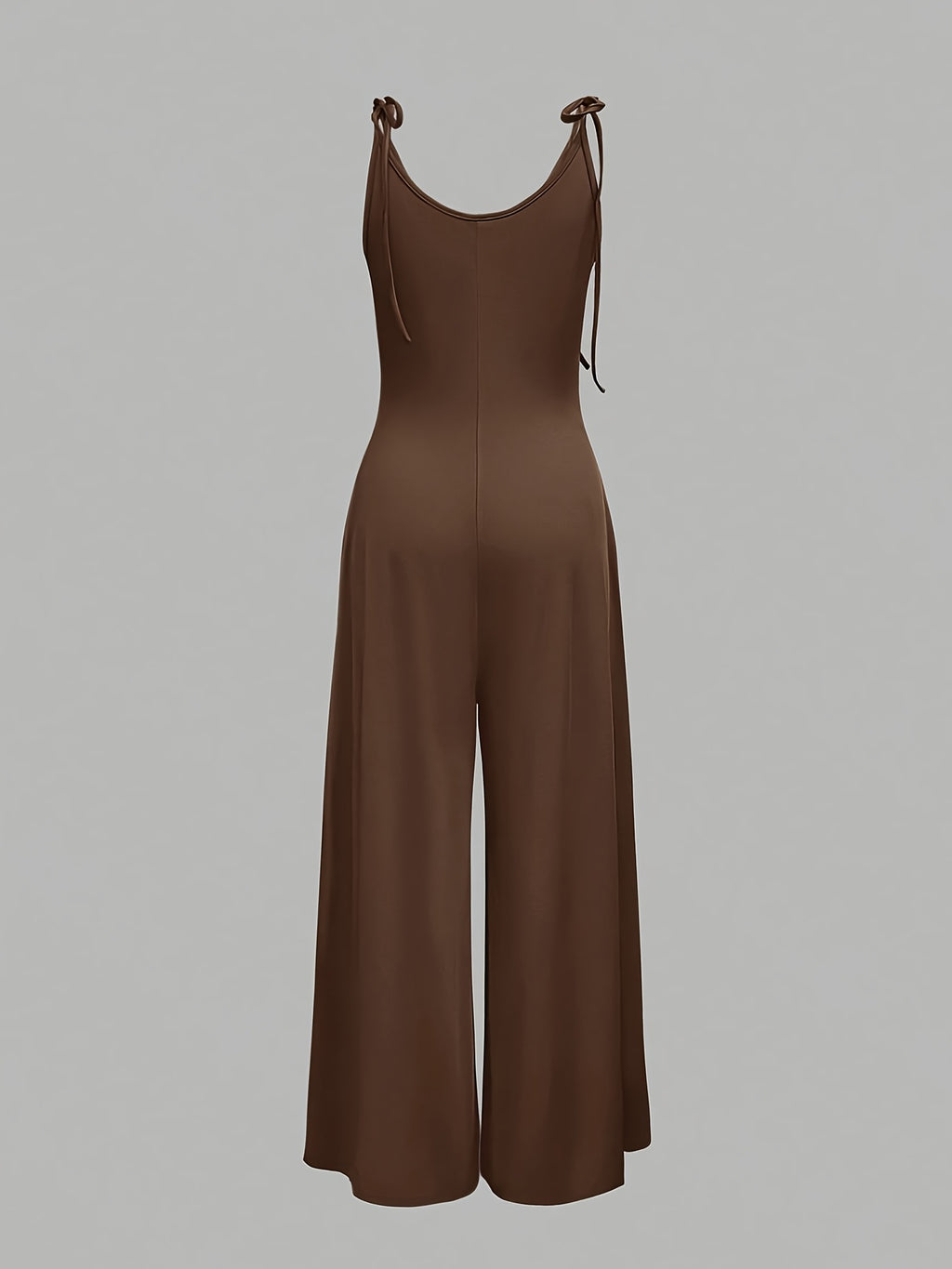 Bow-tie Slim-Fit Wide-Leg Jumpsuit - Dark Brown