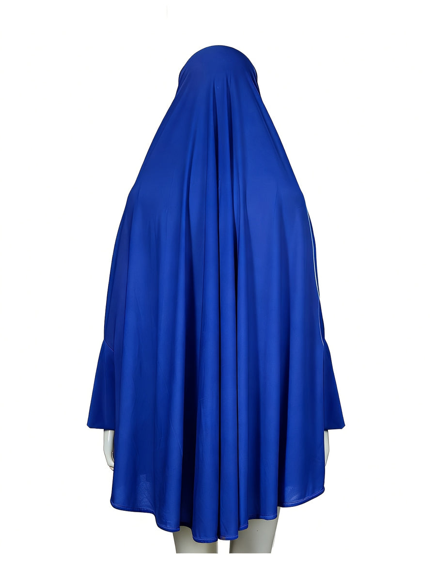 2pcs Women'S Solid Color Robe And Skirt Set, a Conservative And Elegant Outfit for Everyday Wear, Featuring Sleeves Inspired by Middle Eastern Traditional Culture, Abayas - Royal Blue