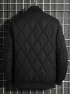 Autumn Winter New Fashion Trendy Black LA Pattern Outdoor Activity Casual Commute Leisure Baseball Collar Classic Style Men'S Non-Stretch All-Match Striped Jacket Coat - Black