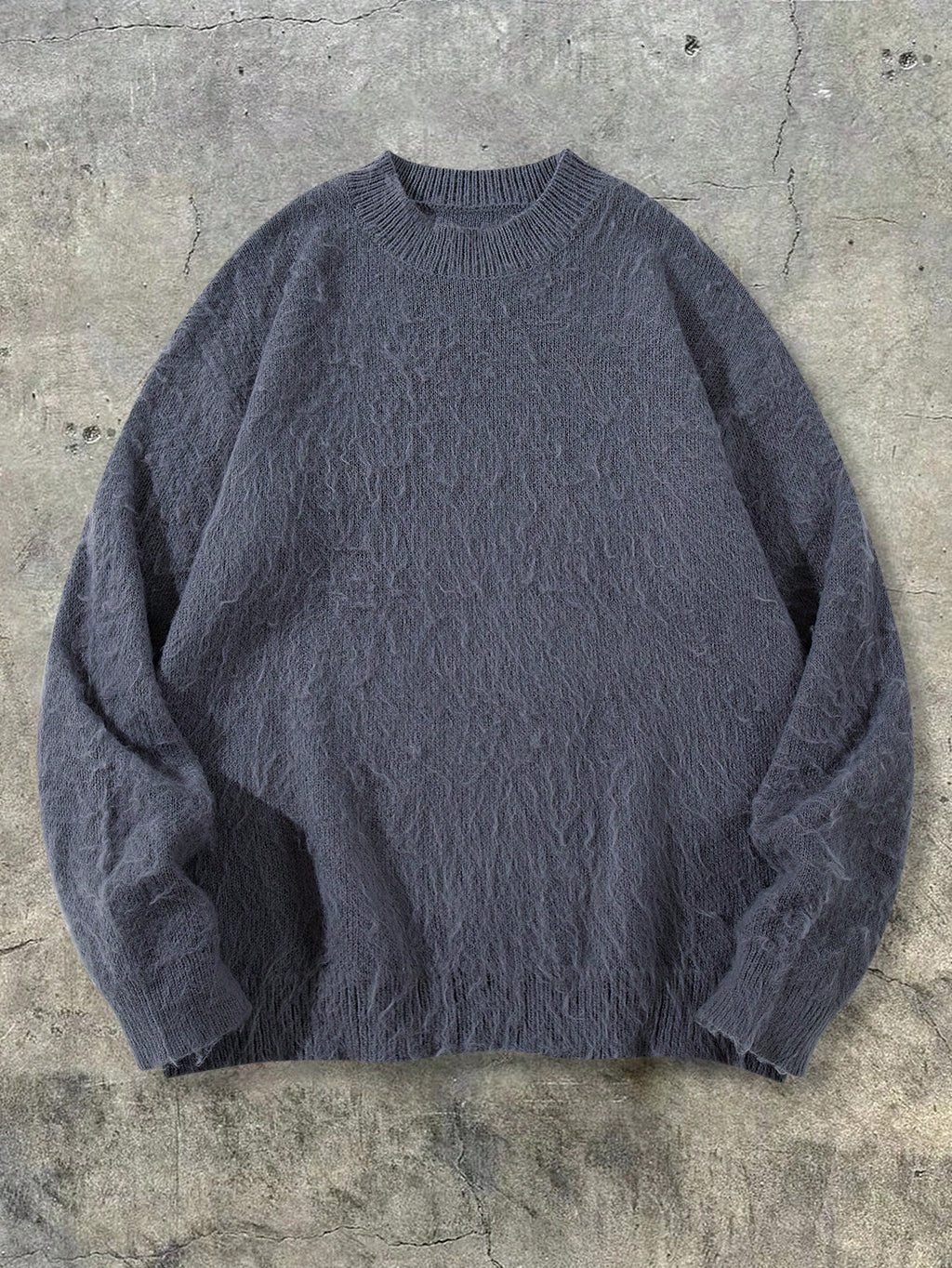 ANDREILEE Men's Plush Sweater - Soft Loose-Fit Crewneck Sweater Suitable for Casual, Office & Home Wear, Solid Color Long Sleeve Pullover, Cozy Warm Sweater for Daily Commute, Hand Washable Loose Fit Sweater - Grey