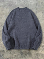 ANDREILEE Men's Plush Sweater - Soft Loose-Fit Crewneck Sweater Suitable for Casual, Office & Home Wear, Solid Color Long Sleeve Pullover, Cozy Warm Sweater for Daily Commute, Hand Washable Loose Fit Sweater - Grey