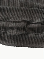 Autumn Winter Women'S Fashion Ribbed Cloud Plush Casual Hoodie - Grey