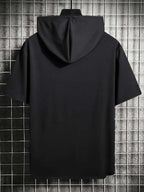 American Urban Element Style! BOSTON Lettering And BLACK & Golden Slogan Print, Hooded T-Shirt for City Sentiment - Black
