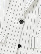 European and American Women's Striped Blazer Top with Multi-button Design, Fashionable, Versatile, Elegant, and Graceful - White