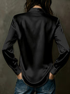 Women's All-Season Commuter Satin Shirt - Black