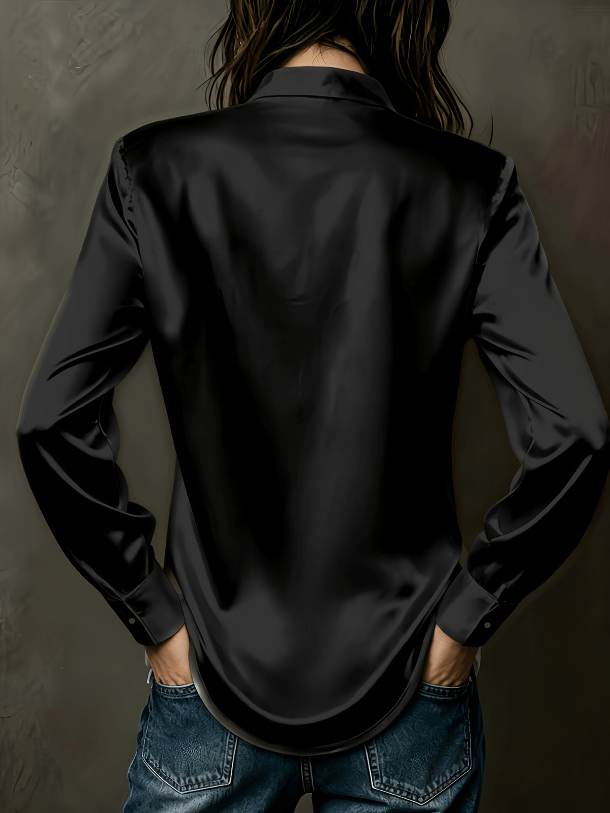 Women's All-Season Commuter Satin Shirt - Black