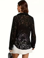 Spring and Autumn French-Style Elegant Versatile Long Sleeve Women's Shirt - Black
