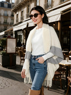 Color-Block Scarf, Soft And Comfortable Scarf, Elegant And Fashionable for Daily And Parties - Off-white