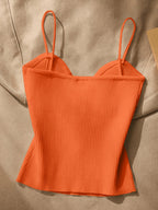 Women's Metal-Embellished Body-Hugging Top ZLLZ - Orange