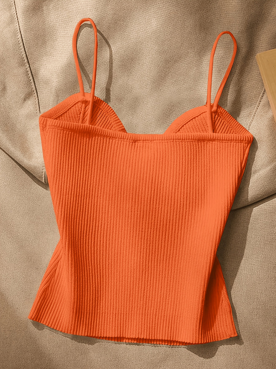 Women's Metal-Embellished Body-Hugging Top ZLLZ - Orange