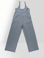 Round-neck pocket design one-piece pants, casual solid backless sleeveless wide-leg jumpsuit - Bright Steel Blue