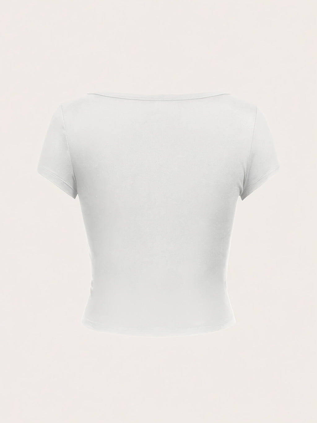 Casual And Easy Style Solid Color Round Neck Cap Sleeve Slim-Fit Women'S T-Shirt, Suitable for Spring, Summer And Autumn - White