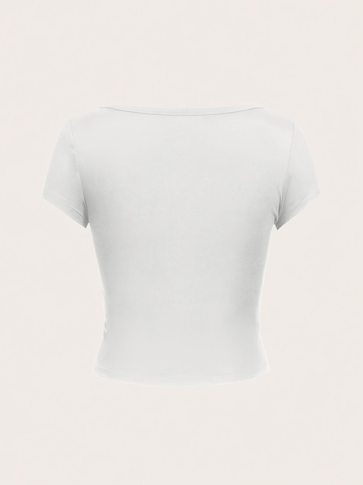 Casual And Easy Style Solid Color Round Neck Cap Sleeve Slim-Fit Women'S T-Shirt, Suitable for Spring, Summer And Autumn - White
