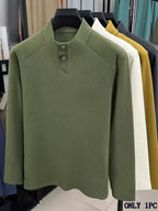 Men's Polo Shirt, Autumn/Winter Half-Turtleneck Warm Long-Sleeve Base Layer, Simple Youth Versatile Casual Top T-Shirt, In Stock - Green