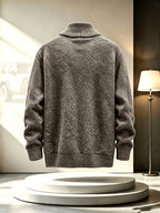 Men'S Stand Collar Zip-Up Knitted Cardigan for Fall Winter, Solid Color Long Sleeve Fleece Lined Casual Sweater Coat, Slim Fit And Versatile for Daily Wear - Khaki