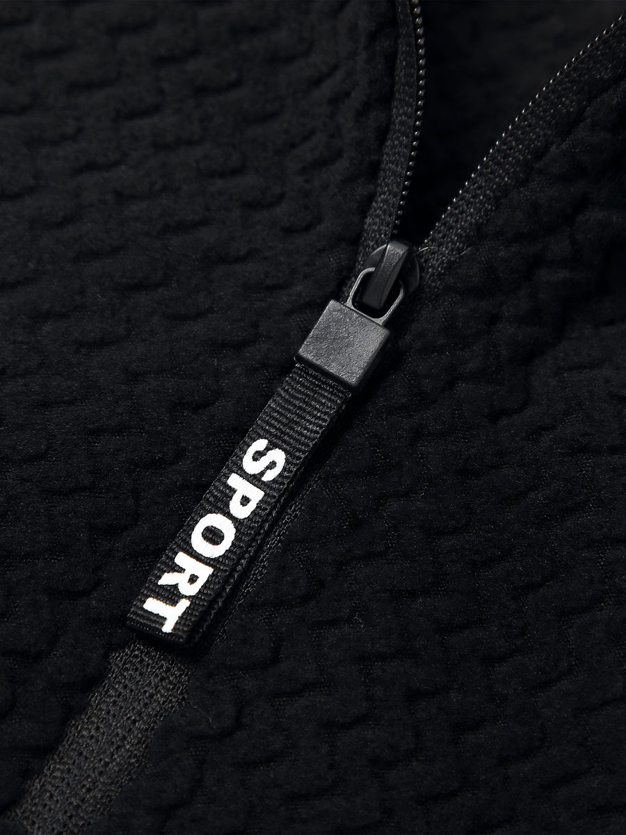 Men's Casual Outdoor Stand-collar Sweater with Half-zipper and Long-sleeved Pullover Style - Black