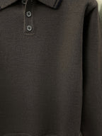 Men'S Lapel Long Sleeve Knit Sweater, Ribbed Cuffs And Hem, Versatile for Casual And Business Wear - Brown