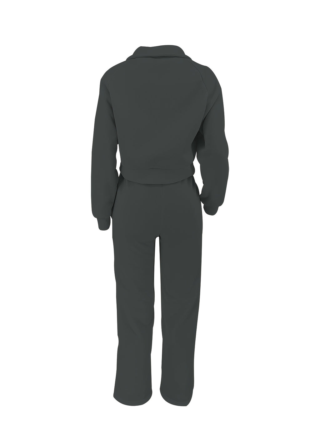 Women'S Casual Easy Solid Color Long Sleeve Hoodie And Pants 2pcs Set, Street Style, Suitable for Spring Autumn Daily Commute And Outing - Dark Gray