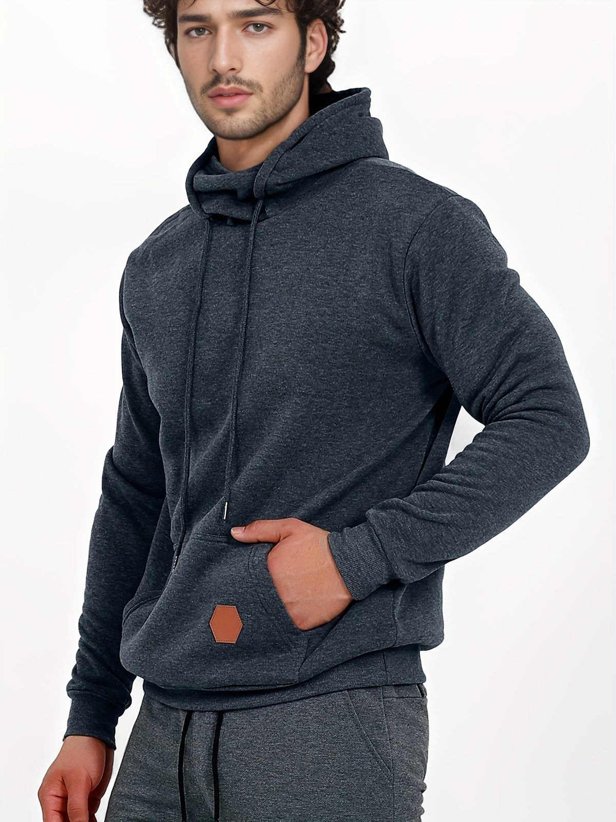 Sports And Fitness Casual Hoodie, European And American Style Autumn/Winter Men'S Hooded Long-Sleeve Fleece Hoodie Outdoor Casual Men'S Face Mask Hoodie Top - Dark Gray