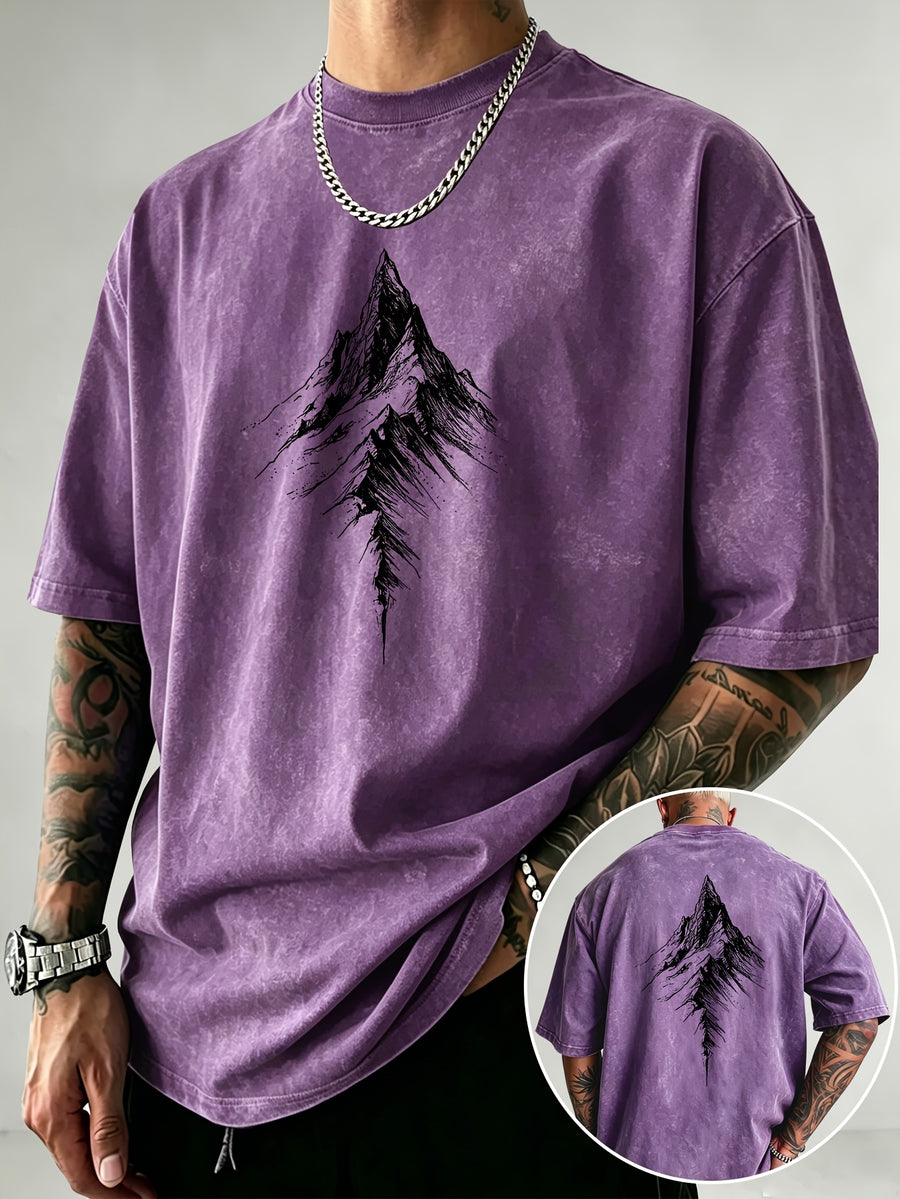 Men'S Heavyweight Distressed T-Shirt Washed Acid Wash Graphic Tee Vintage Aesthetic Streetwear Pure Breathable Comfort High Street Style Minimalist Casual Gym Workout Short Sleeve Essential Undershirt 2026 Summer New - Purple