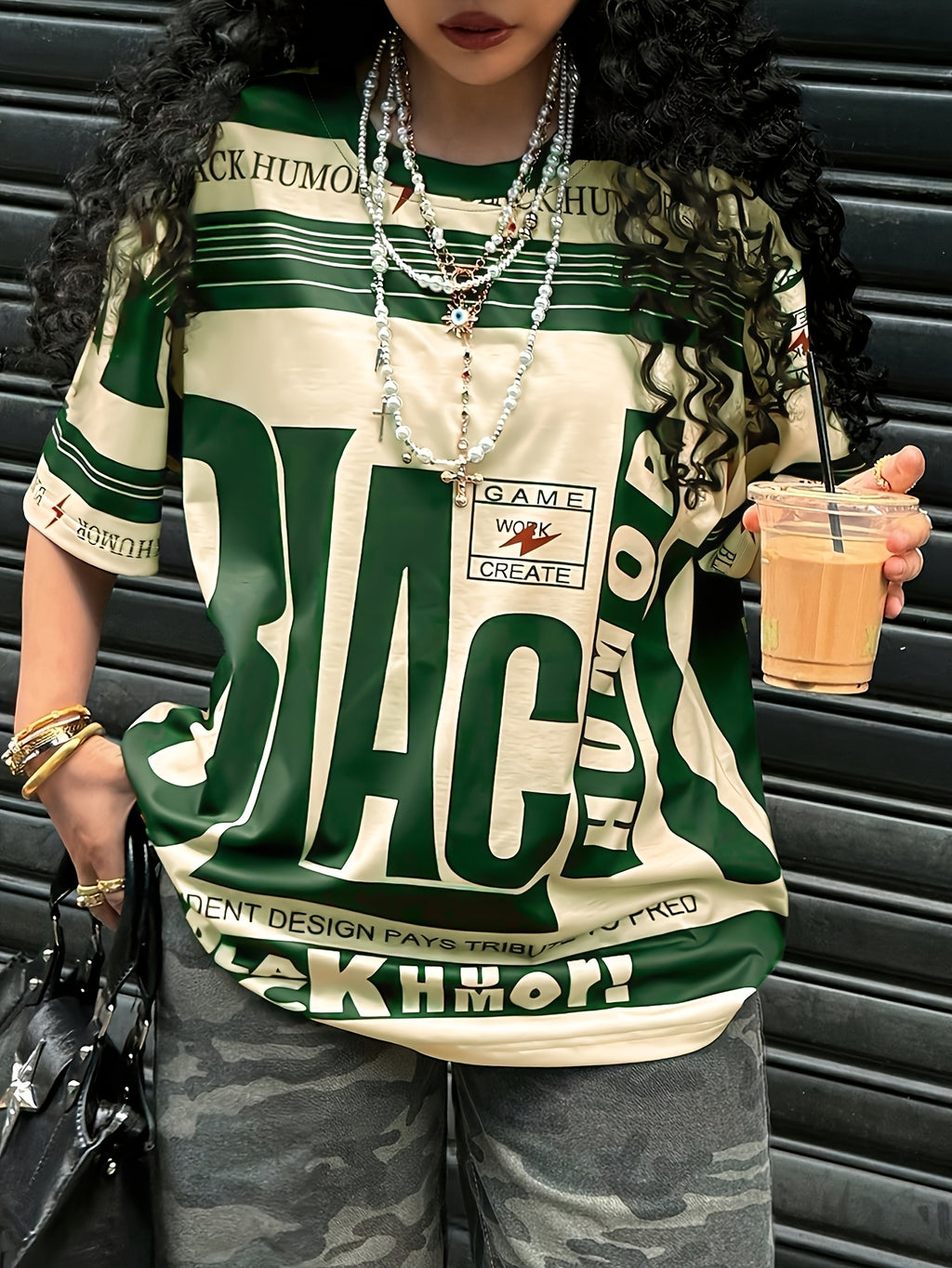 Women's street summer casual letter print soft comfortable fashion crew neck short sleeve t-shirt - Mixed colors