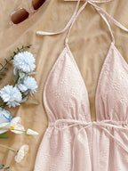 Solid Floral Texture Cute Top - pink color
