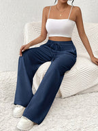 Drawstring Women'S Long Pants - Blue