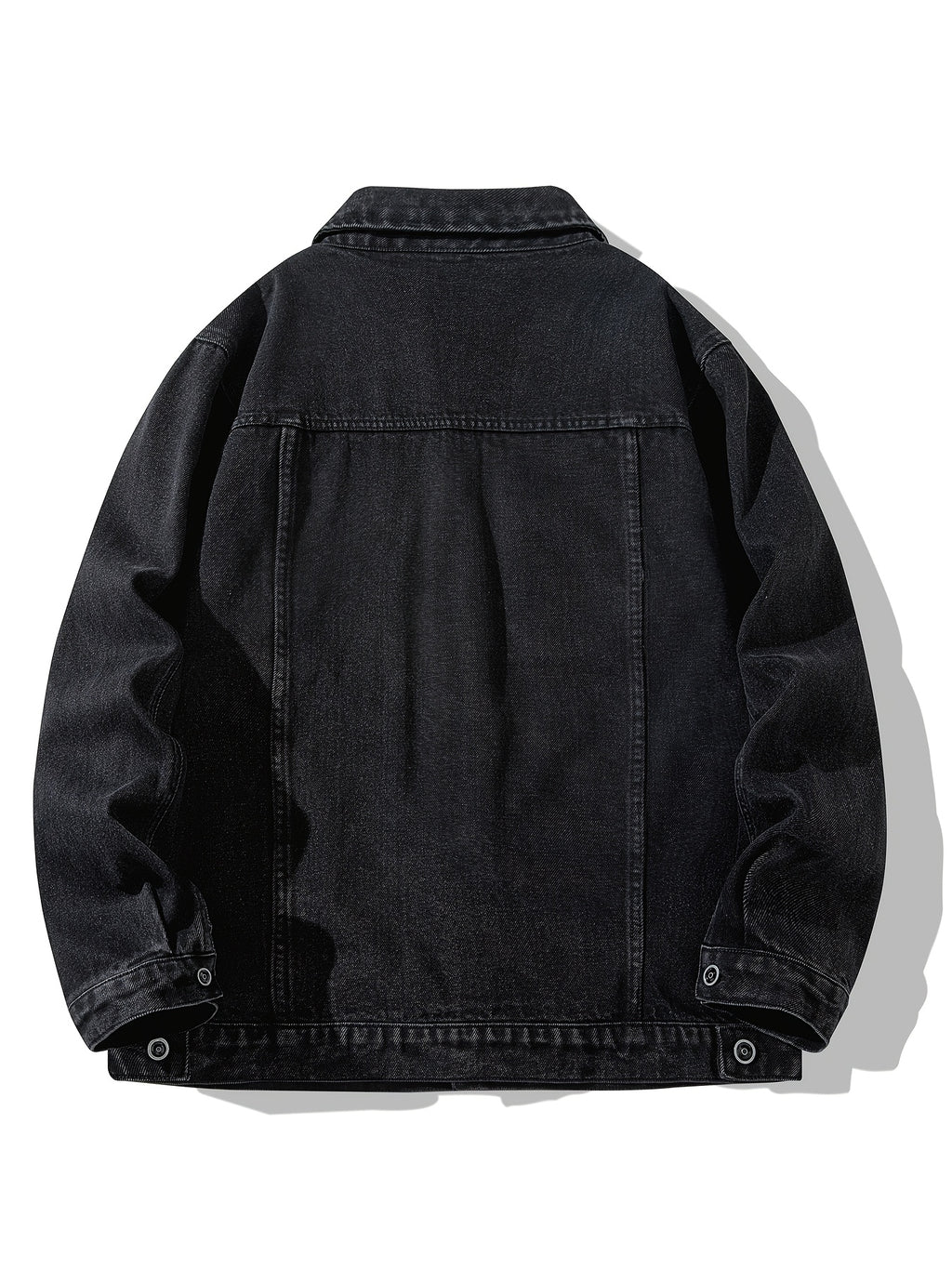 Men's Loose Fit Denim Jacket, Casual Street Style Multi-Pocket Long-Sleeve Cargo Jacket, Classic Vintage Washed Rugged Wear Durable Trucker Jacket, Breathable Comfy Outdoor Work Coat for Fishing Hiking Camping Climbing, Jeans Jacket - Denim Black