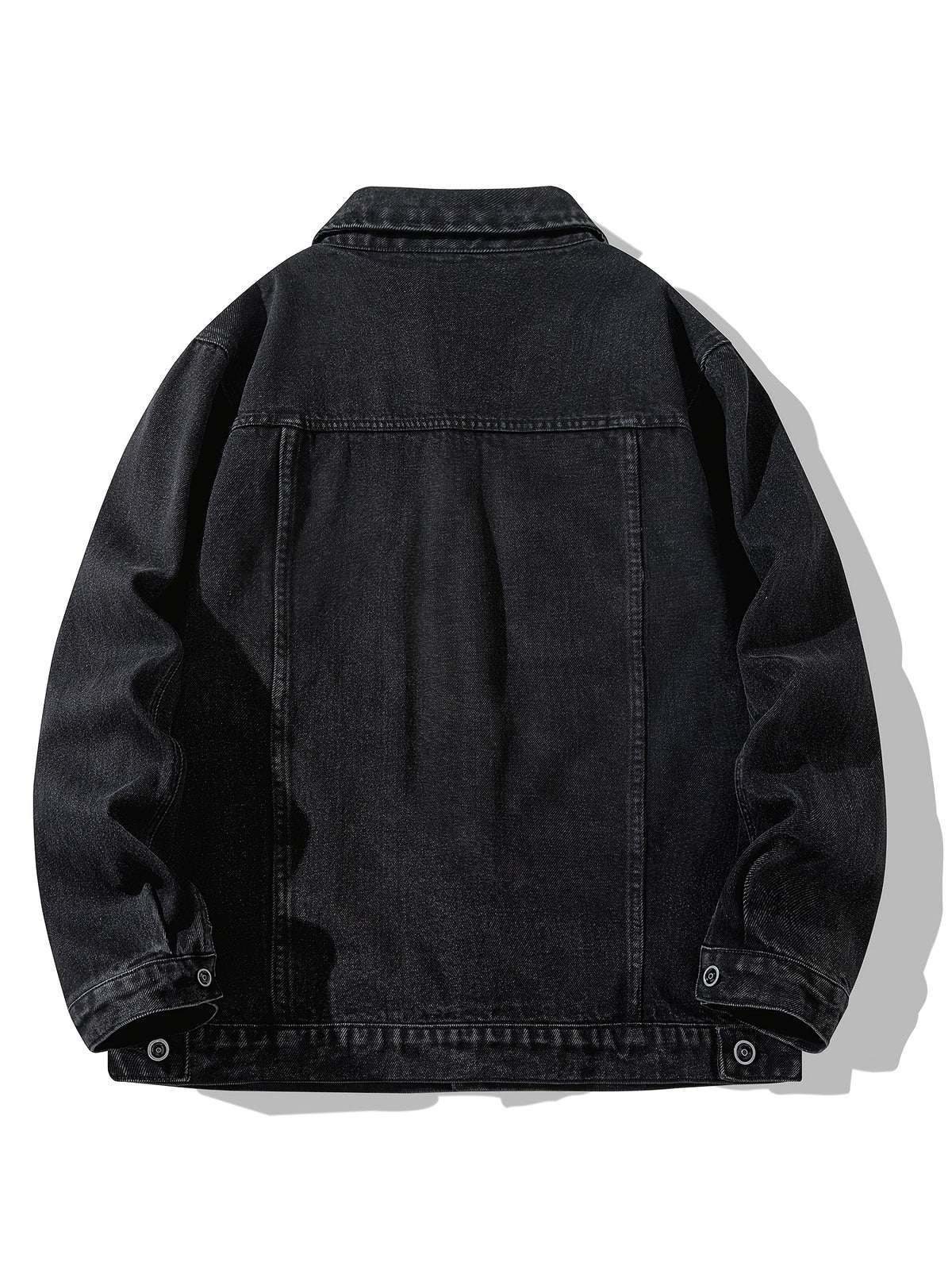 Men's Loose Fit Denim Jacket, Casual Street Style Multi-Pocket Long-Sleeve Cargo Jacket, Classic Vintage Washed Rugged Wear Durable Trucker Jacket, Breathable Comfy Outdoor Work Coat for Fishing Hiking Camping Climbing, Jeans Jacket - Denim Black
