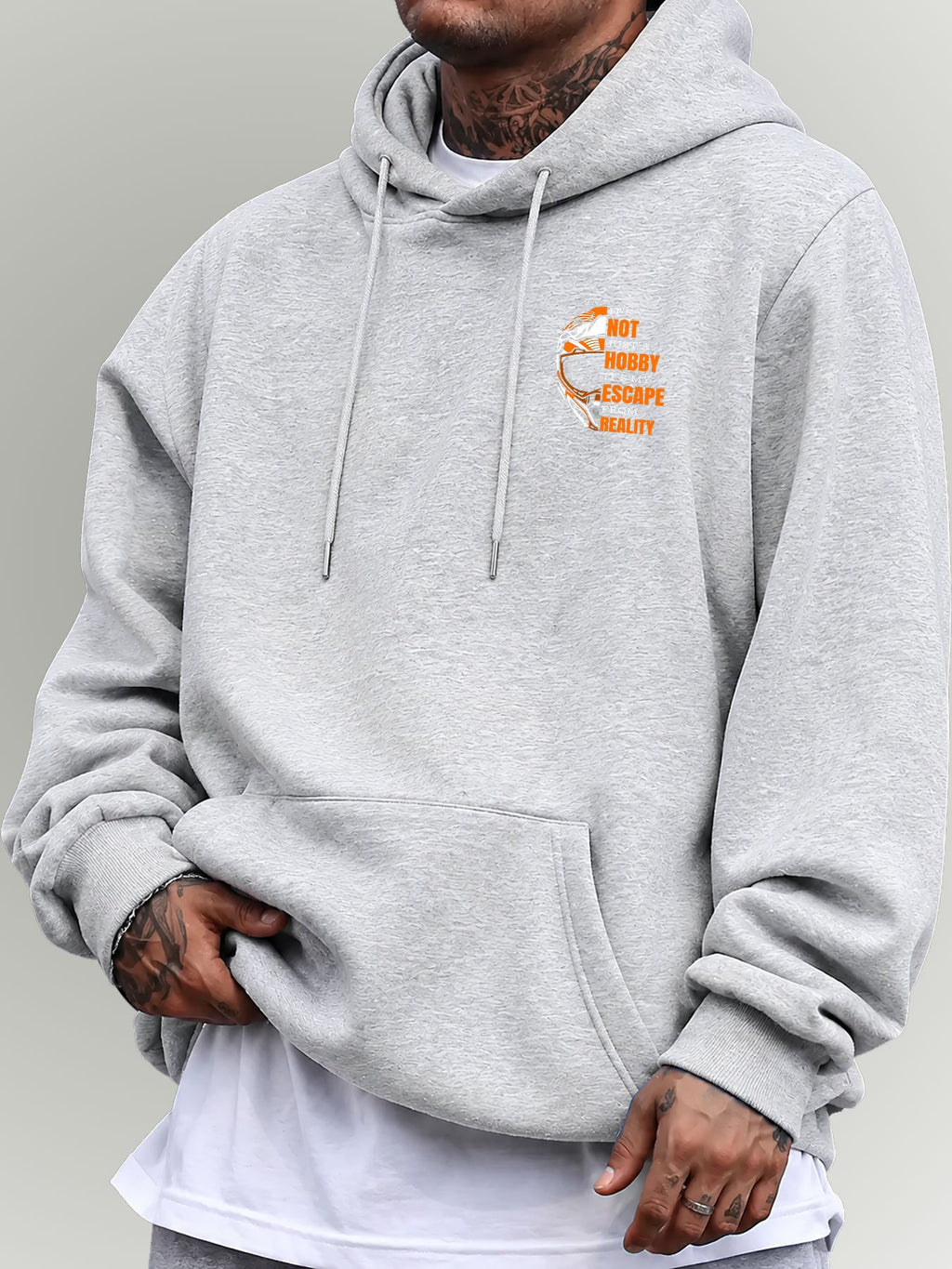 Men'S Sweatshirt IT'S NOT JUST A HOBBY Helmet Motorcycle Inspirational Text Print Western Biker Enthusiast Style Mature Men'S Top - Light Grey