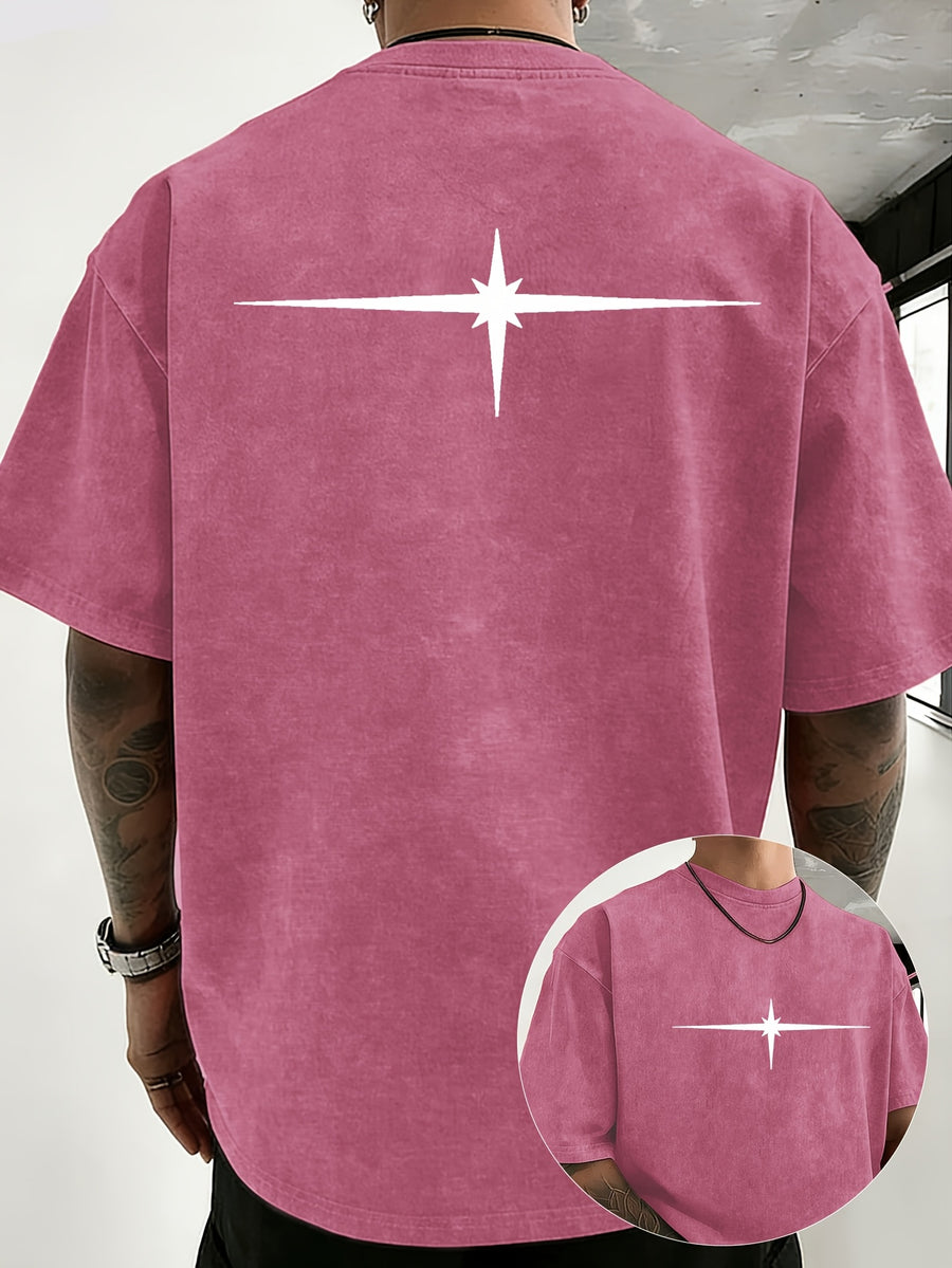 Unisex Vintage Distressed Positioning Print Pure Cotton Short-Sleeve T-Shirt, Breathable, Skin-Friendly, Comfortable, and Non-Stuffy. Suitable for Outdoor Leisure, Sports, and Daily Versatile Wear. Eye-Catching and Flattering on Everyone - Rose Red
