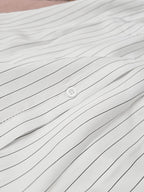 Spring/Autumn Lightweight Trendy Men's Versatile Minimalist Striped Casual Long-Sleeve Shirt, Simple Commuter Fashion Casual Outerwear Shirt - White