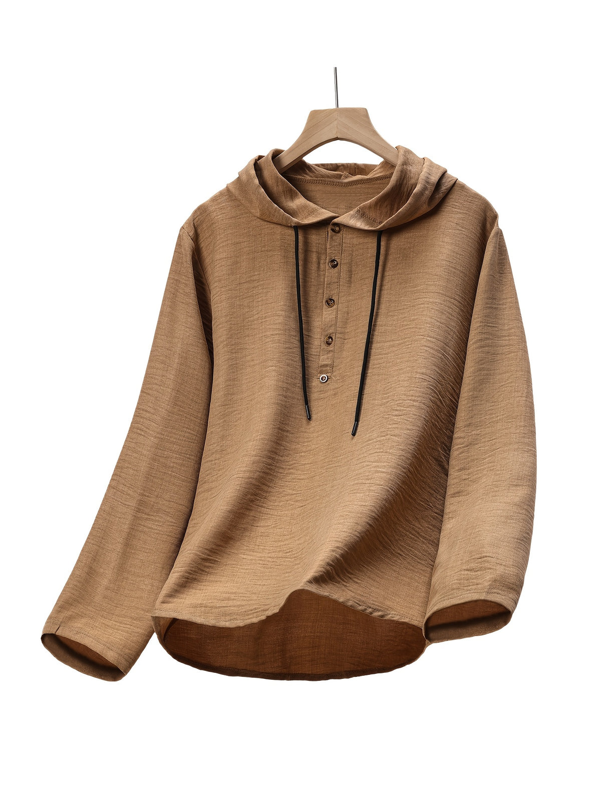 Men'S Breathable Hooded Long Sleeve Beach Henley Base Shirt - Linen