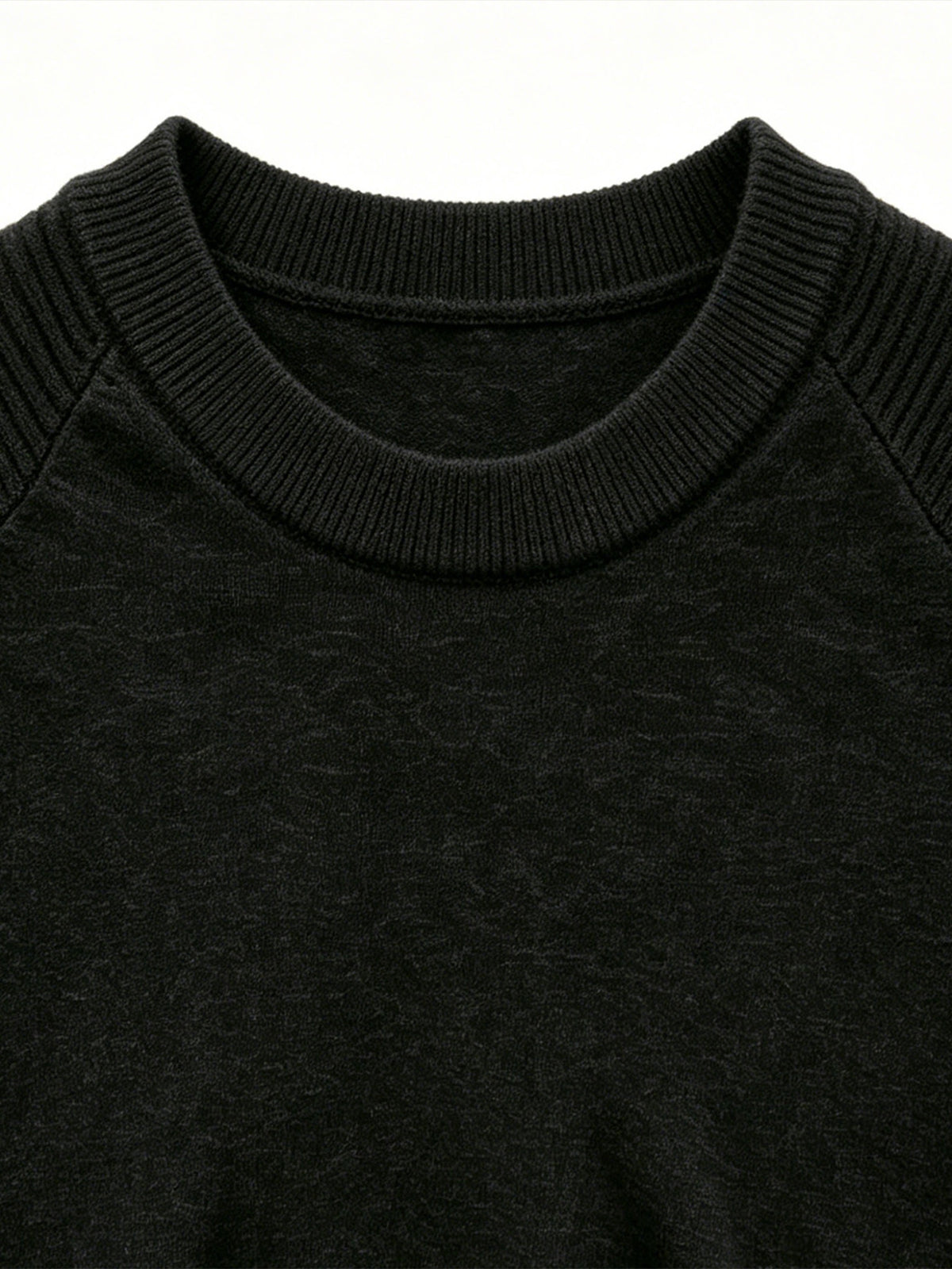 Men's Raglan Crew Neck Short Sleeve Knitwear with Street Graffiti Letter Print, Thin, Breathable, Casual Half-Sleeve - Black
