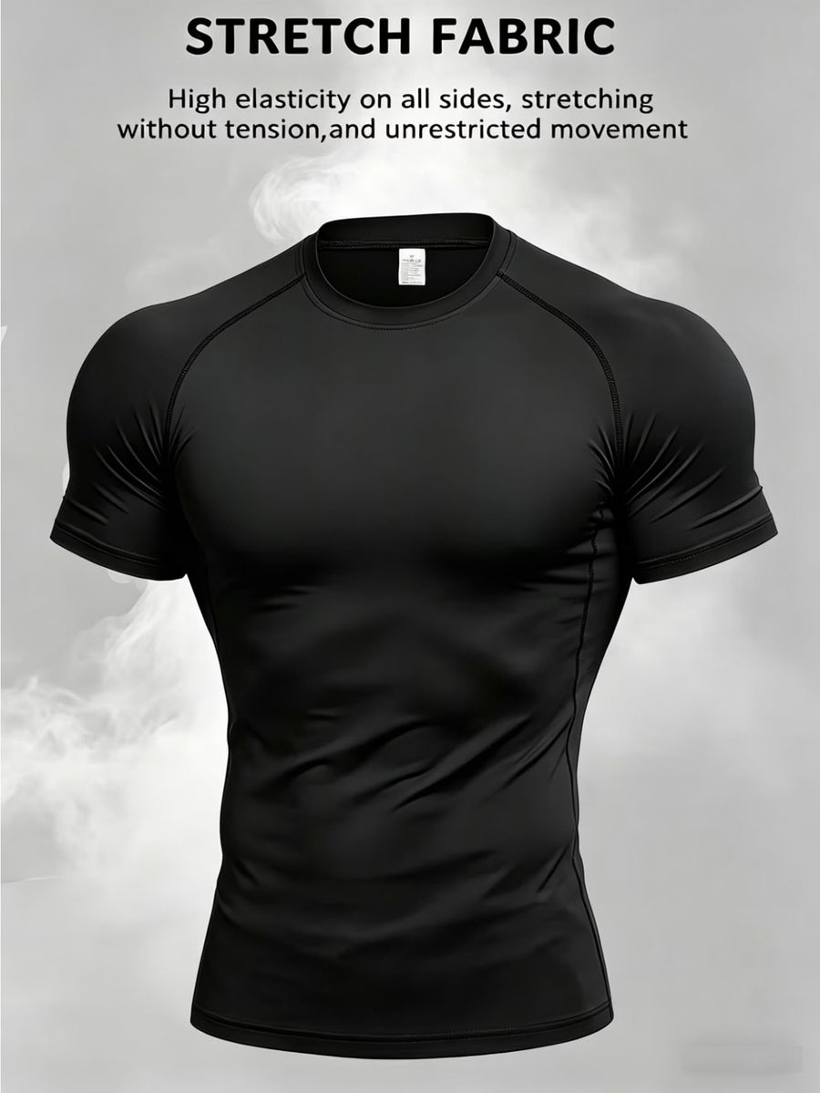 1pc Men's Classic Casual T-Shirt, Men's Crew Neck Short Sleeve Sport T-Shirt, Skin-Friendly and Breathable, Quick-Drying Fabric, Suitable for Fitness, Sports, Training, Cycling, Jogging, and Other Scenarios, Easy to Wash, Ideal for Daily Casual Wear - Black