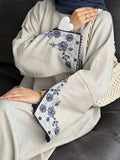 New Long Robe Middle Eastern Muslim Fashion Embroidery Elegant Dress - Apricot
