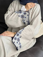 New Long Robe Middle Eastern Muslim Fashion Embroidery Elegant Dress - Apricot
