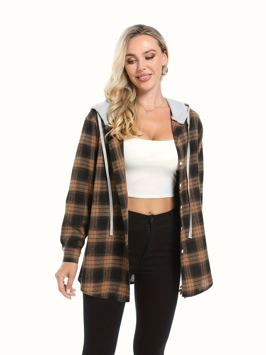 Casual Hooded Plaid Shirt - Mixed Color 3