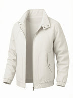 2026 New Men'S Stand-Up Collar Jacket, Windproof Premium Lightweight Breathable Durable Comfortable Fabric, Loose Casual Fit Outerwear, Suitable for Streetwear, Daily Leisure, Commuting, And Outdoor Travel, Full Zipper Closure - Off-white