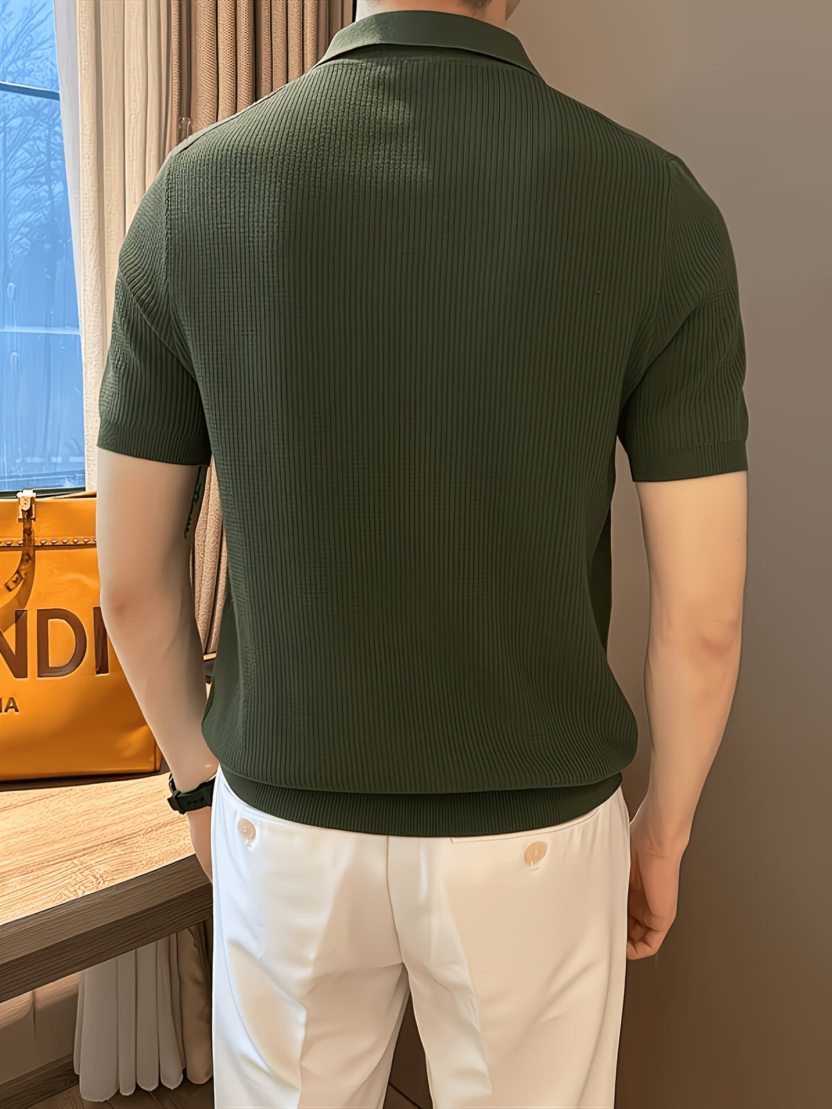 Men'S Summer Polo Shirt, Knit Collar Casual T-Shirt, Breathable And Comfortable Fit for Outdoor Activities, Golfing, Office Business Wear, Or Casual Daily Outfits, Valentine'S Day And Easter Gift - Dark Green