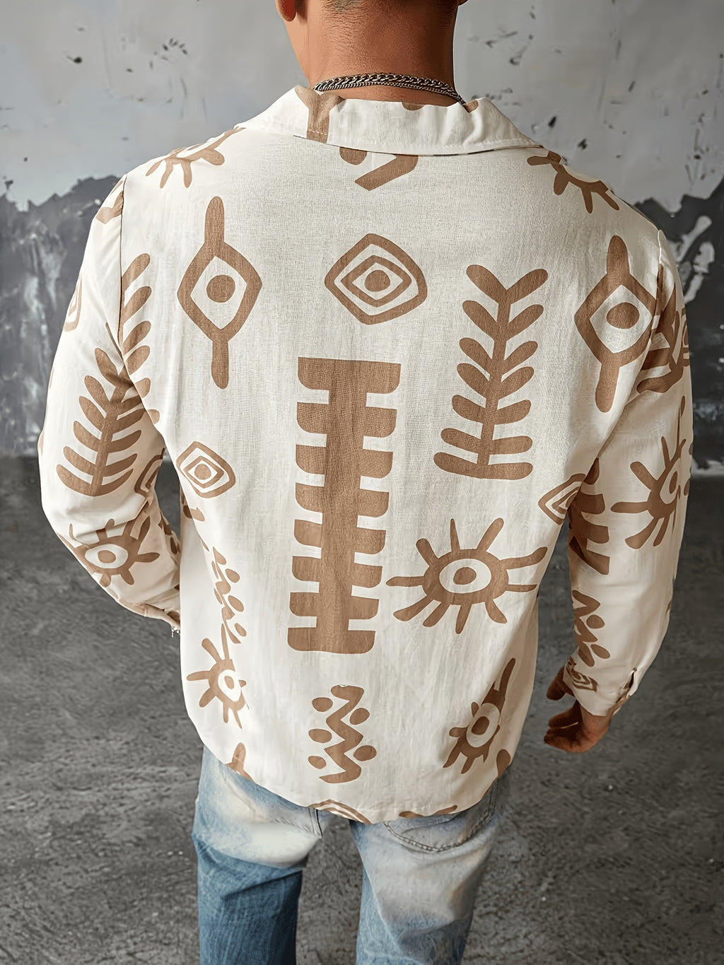 Casual Style Fashion Men'S Shirt, Print Long Sleeve Shirt, Comfortable Commute Top - Mixed Color 1