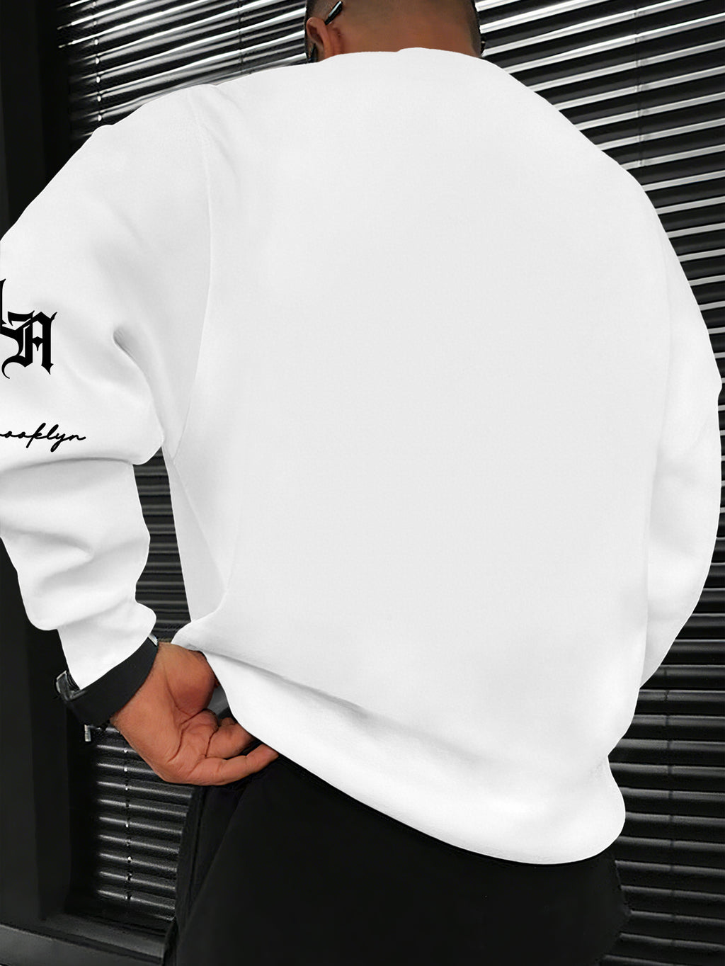 Los Angeles & Brooklyn Twin Cities Belief Crew Neck Sweatshirt" City Art Style Top! Men'S Cross-City Trend Item, City Social / Daily Outing Choice - White