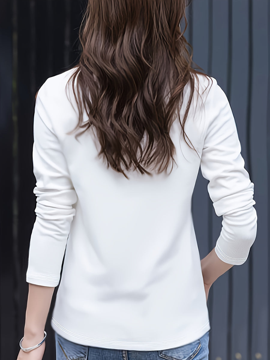 Women'S Easy Outfit Collared Top Polo Shirt - White