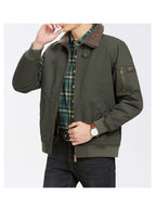 Men'S Lamb Workwear Jacket Spring Autumn Winter New Multi-Pocket Outdoor Casual Coat - fern green